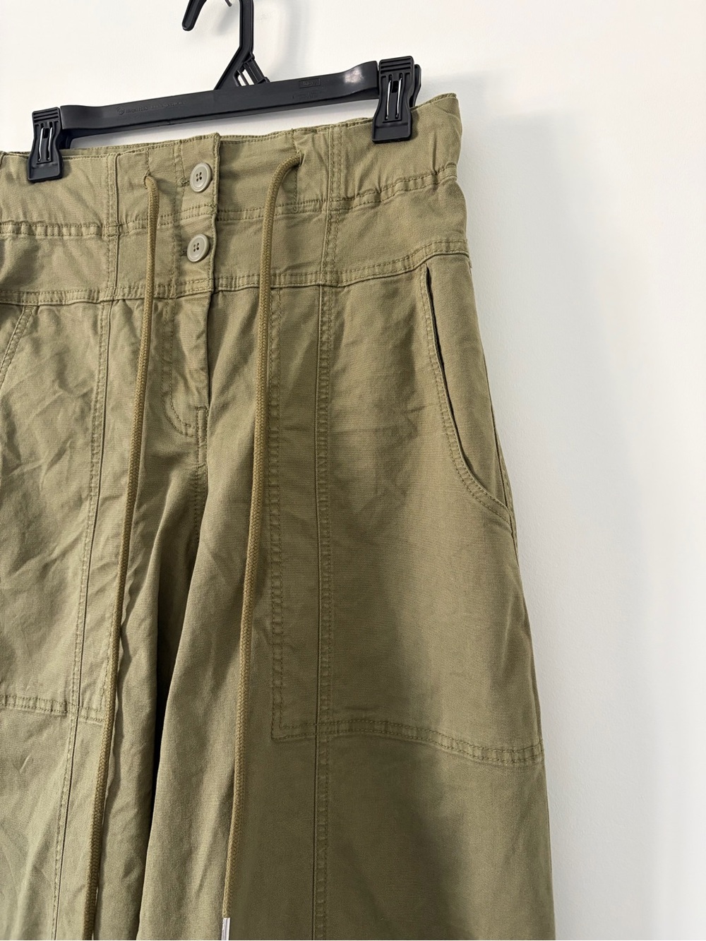 Anthropologie Maeve Utility High Rise Wide Leg Tailored Trousers Olive Green XS - Picture 3 of 12